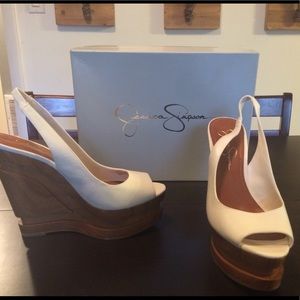 Jessica Simpson white heels